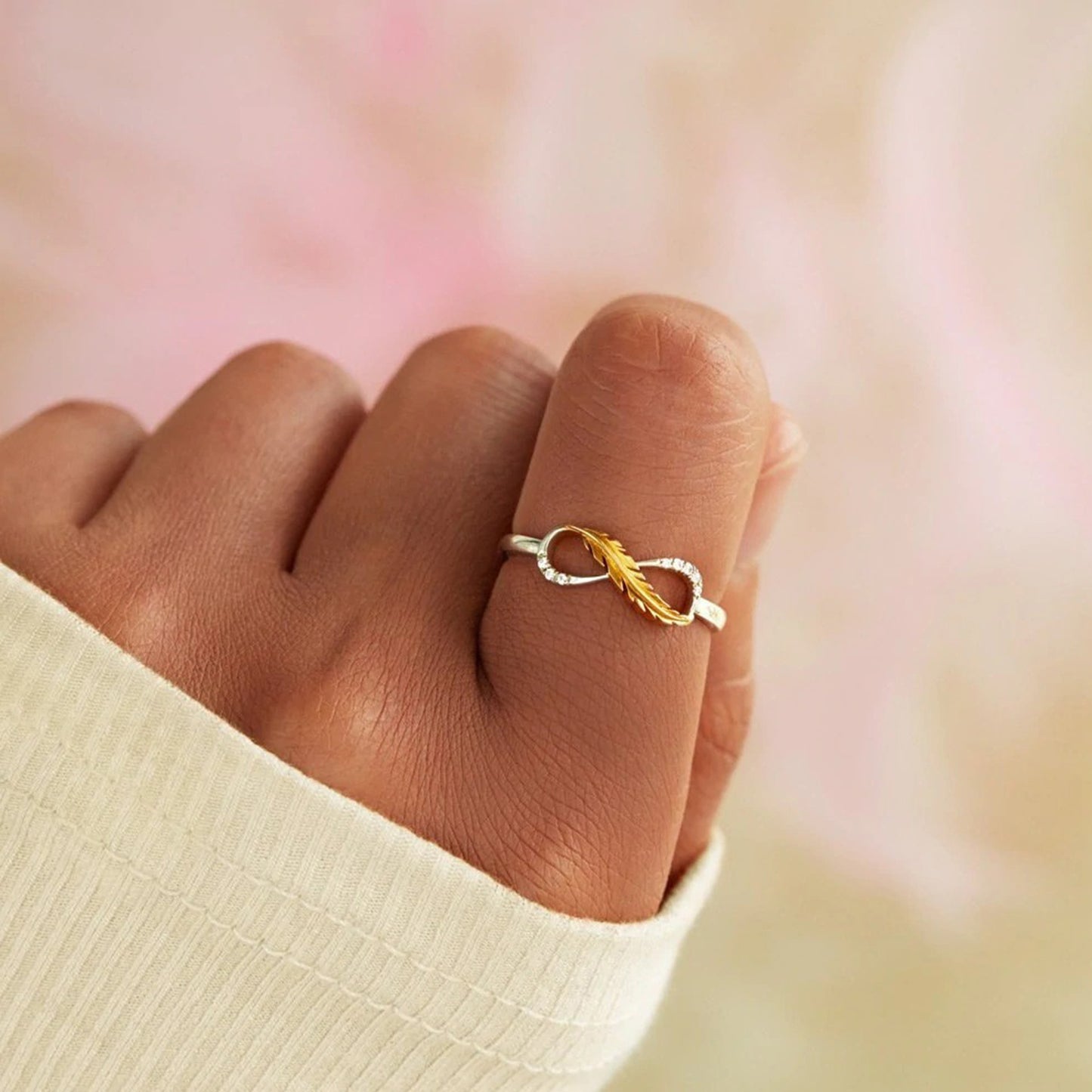 Infinity Feather Ring
