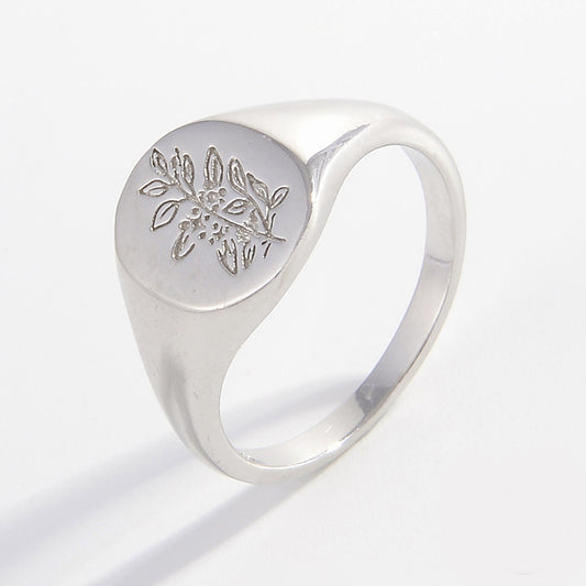 Engraved Leaf Ring