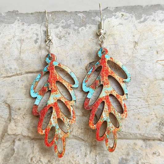 Wooden Leaf Earrings