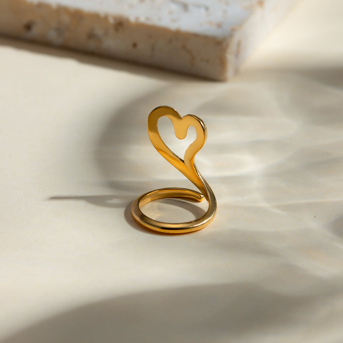 Cutout Floating Heart Ring