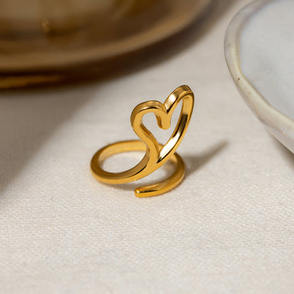 Cutout Floating Heart Ring