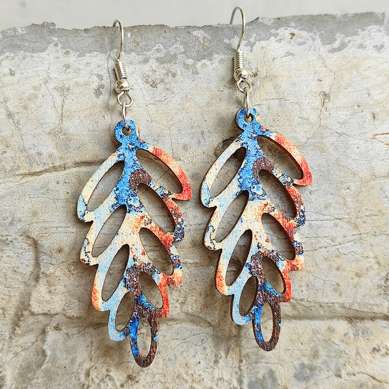 Wooden Leaf Earrings