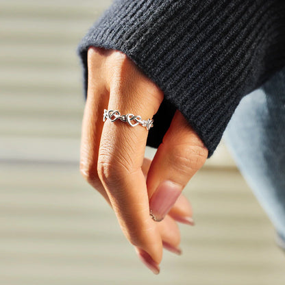 Open Knotted Hearts Ring