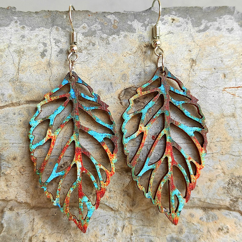 Wooden Leaf Earrings