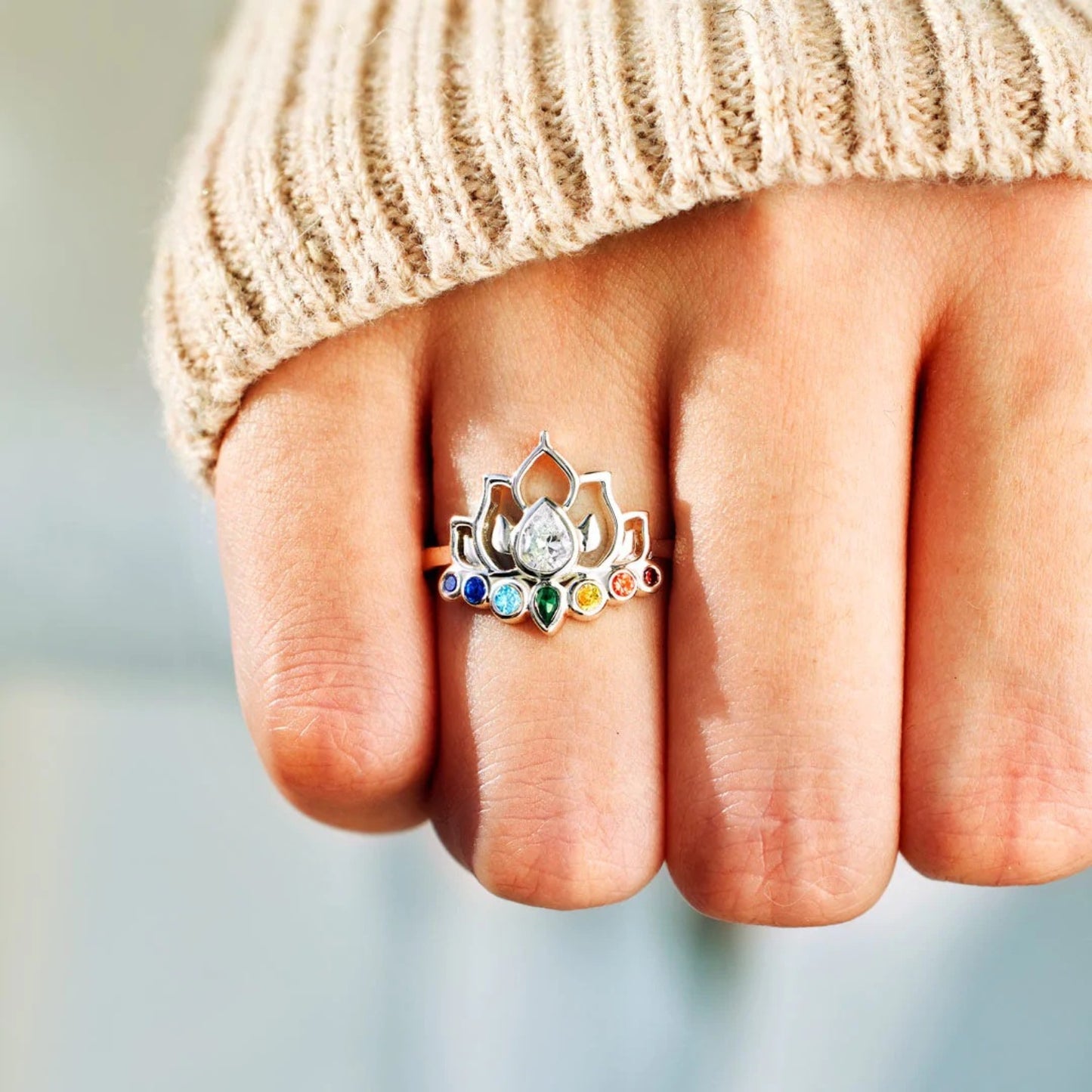 Colorful Lotus Ring