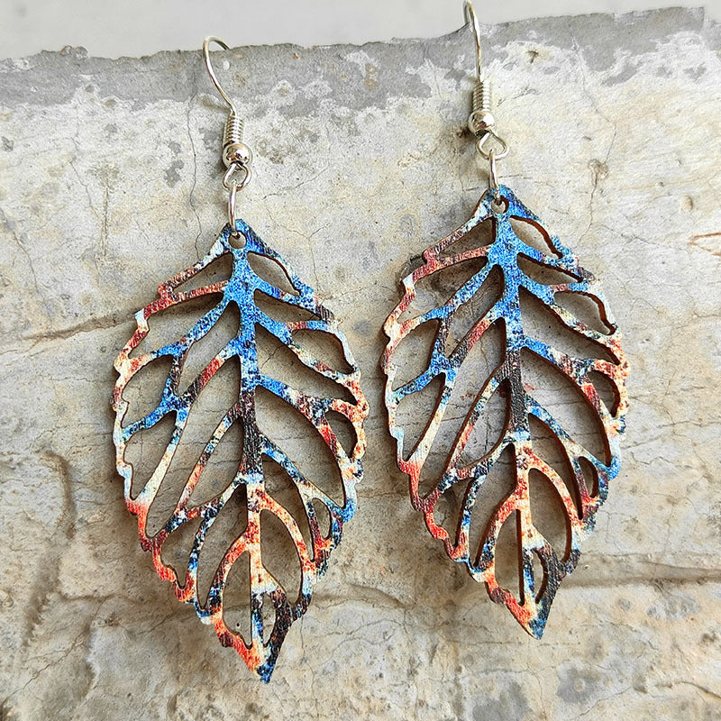 Wooden Leaf Earrings