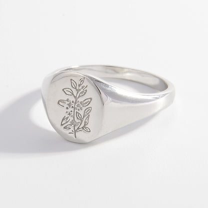 Engraved Leaf Ring