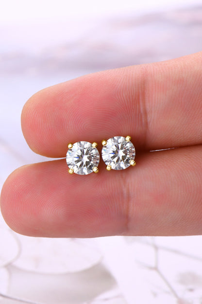 2 Carat Moissanite Round Stud Earrings