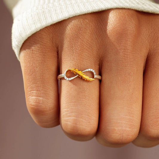 Infinity Feather Ring